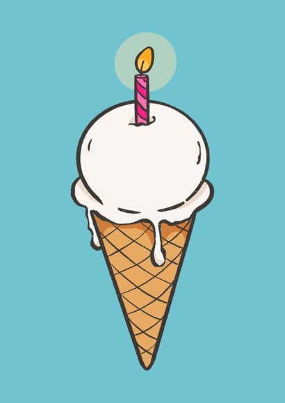 Cute Birthday Card - Ice Cream - Candle created by Charlotte Hill Vandenburg