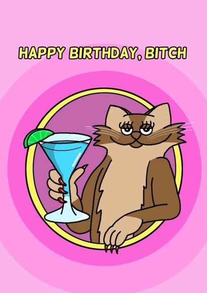 Birthday Bitch Cat Card created by Cheeky Boar