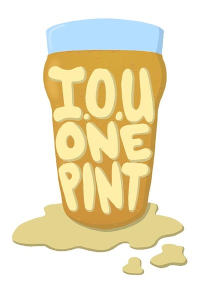 IOU a Pint birthday card created by Tom Delves Illustration