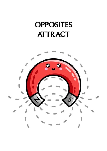 Opposites Attract Love Magnet created by Flaming Imp