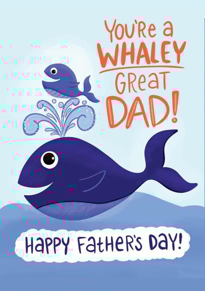 Funny Fathers Day Card - whaley great dad - punny card for dad created by Fox Card Co