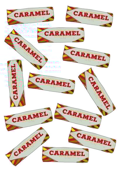 Caramel Tunnocks Wafer Biscuit Dessert Sweet Retro Treat Card created by Alexia James