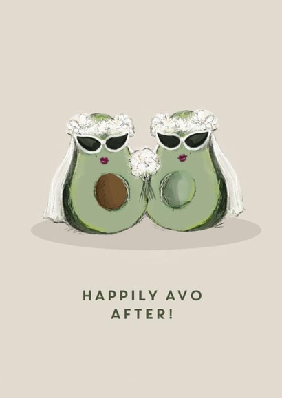 Mrs and Mrs Avo - Cute Avocado Wedding Card created by @doublepea_designs