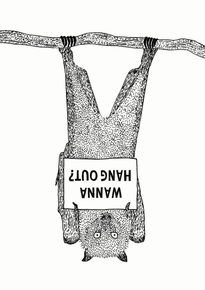 Wanna Hang Out Bat Card created by Martina Scott