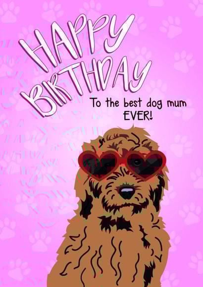 Cute and Groovy Love Sunglasses Cockapoo Card for Her - The best dog mum EVER! created by Toff London