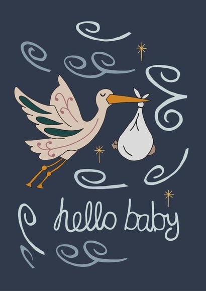 Hello Baby, new baby card created by Jelu Illustration