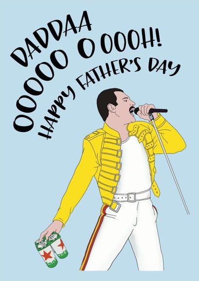 Funny Fathers Day Card - Daddaa Ooooh Freddie Mercury created by Cheeky Chappy