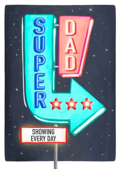 Super Dad cinema marquee card created by Claire Lefevre
