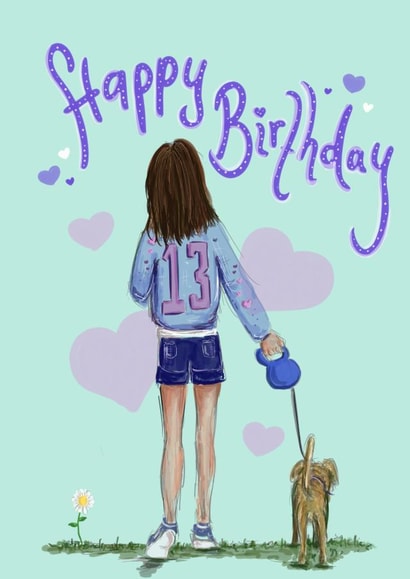 13th Birthday Card Girl and Dog created by AP Designs