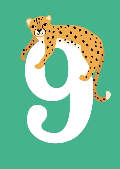 Cute Birthday Card - 9th - Cheetah created by Jessie Maeve Studio