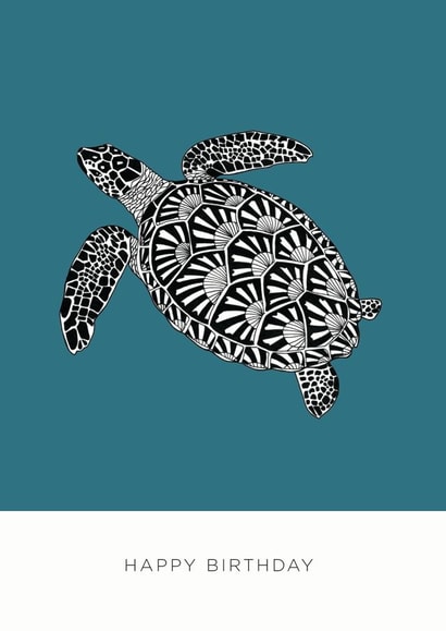 Arty Birthday Card - Turtle - Sealife - Shells created by Bird 