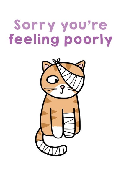 Cute Cat Get well card created by Penguin Parade
