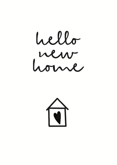Cute Minimal New Home Card - House - Heart - Hello New Home created by Audrey & Coco