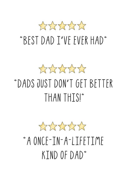 5 Star Dad Reviews Card created by Sketchy Print Co