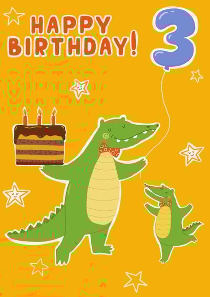 Happy 3rd Crocodile Birthday Card created by Julia Popova