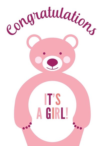 Congratulations it's a girl new baby card created by Hello Fridays Studio