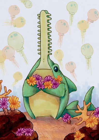 Shark with anenomes - love created by Blue Square Dinosaur