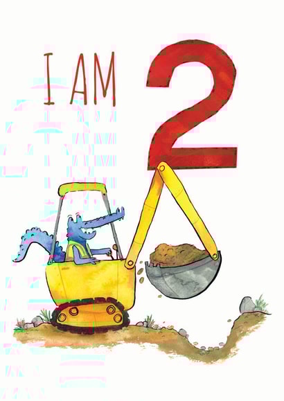 2nd Birthday Digger Truck Alligator Card created by Half Pint Print