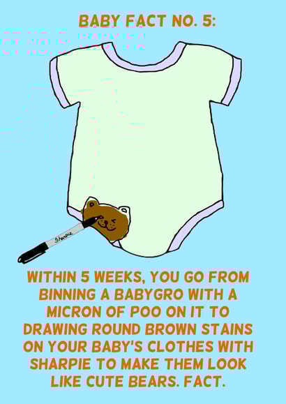 Baby Fact 5: cute poo bears New baby card created by Baby Facts