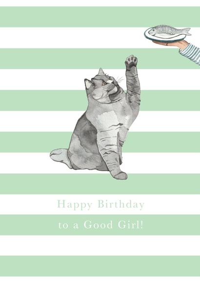 Grey Cat Birthday Card - Birthday Girl created by Paper Maven