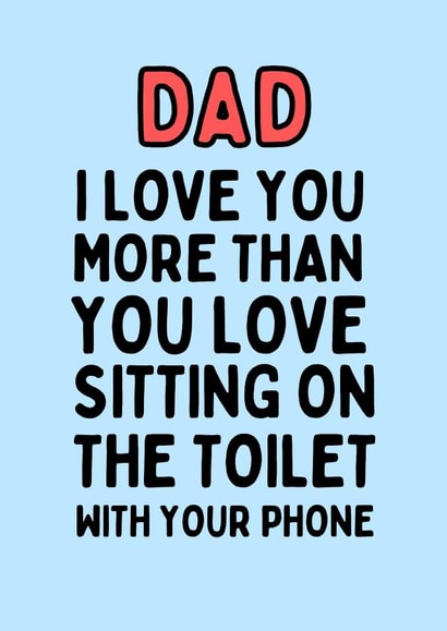 Using phone on the toilet card created by Original Fox Cards