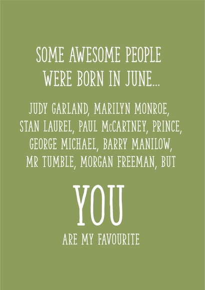 Awesome people were born in June Birthday card created by Yay Days