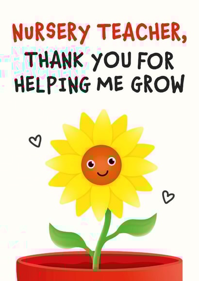 Thank You Nursery Teacher card created by Kiddy Winks Prints
