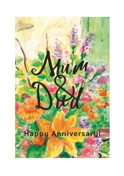 Pretty Anniversary Card - Parents - Flowers - Mum & Dad Happy Anniversary! created by Biancodizinco Art