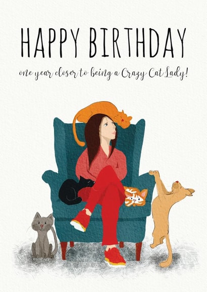 Crazy Cat Lady Birthday Card created by Jo Scott Art
