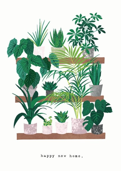 Pretty Contemporary New Home Card - House Plants - Happy New Home created by Little Prints Charming
