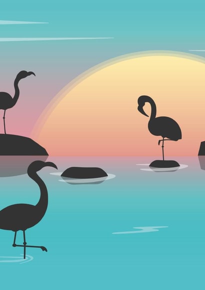 Flamingo Sunset just because card created by Cat B Designs