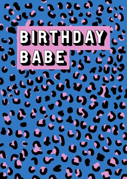 Leopard print birthday babe card  created by EJF Illustration