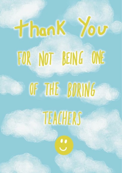 Not boring, Thank You teacher card created by Urban Collie
