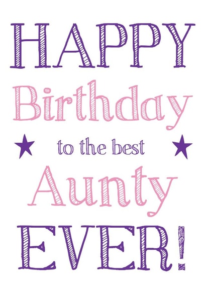 Pretty pink and purple Aunty birthday card created by Hello Fridays Studio
