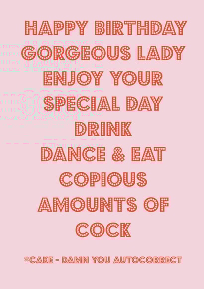 Damn you autocorrect funny birthday card 1001 created by Nicola Jo