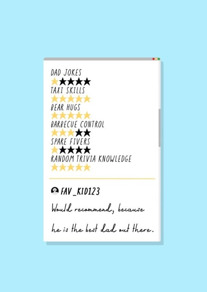 Happy Fathers Day Rating Card created by Daisy Emillo