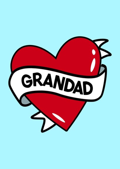 'Grandad' Tattoo Heart Birthday Card created by Fighty Pants
