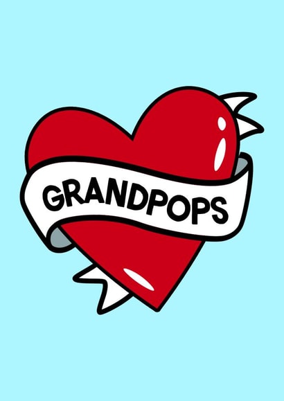 'Grandpops' Tattoo Heart Birthday Card created by Fighty Pants