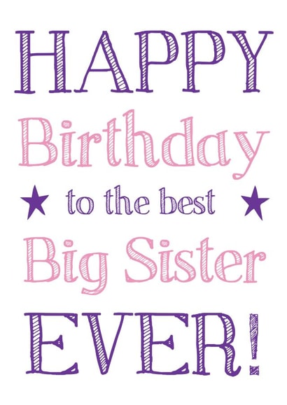 Classic Birthday Card - Big Sister - Stars created by Hello Fridays Studio