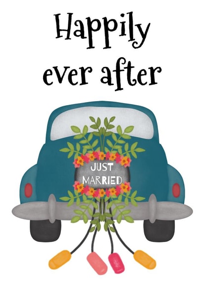 Happily ever after, just married card created by Little Prints Fred Designs