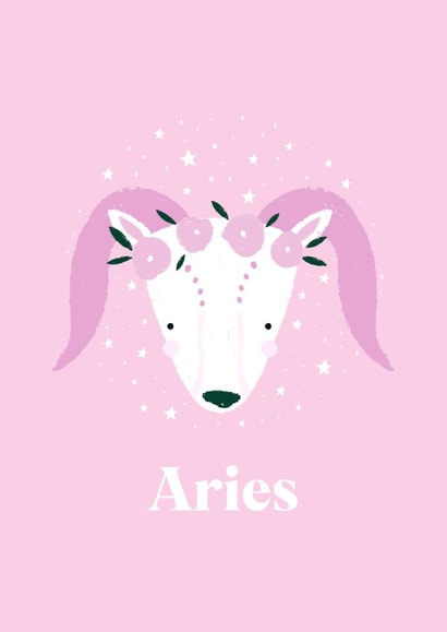 Aries starsign birthday card created by Duchess Plum