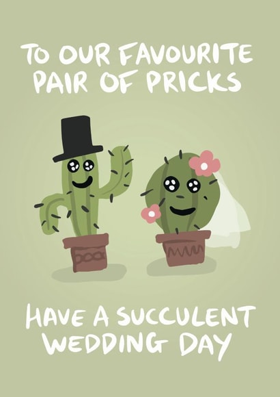 Funny Cactus Pricks Pun Card created by Woody's Design