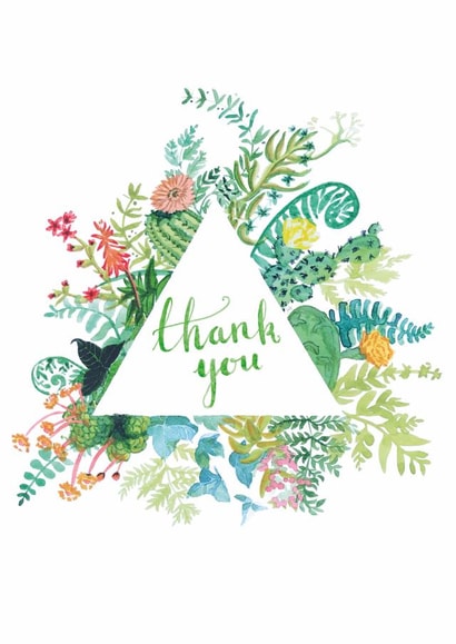 Geometric botanical watercolour thank you card created by @hobbbins
