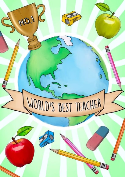 World's Best Teacher Thank you card created by Poppy & Mabel 