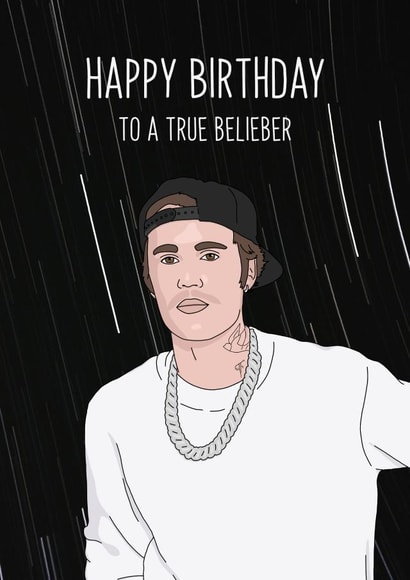 Justin Bieber Belieber Birthday card created by Evie Garnett Designs