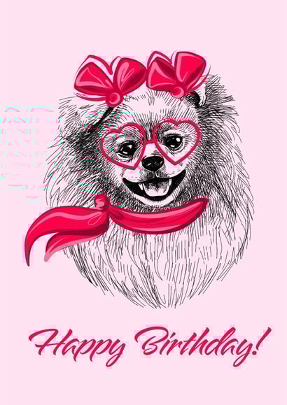 Girly Pomeranian Dog Birthday card created by Anna Manka