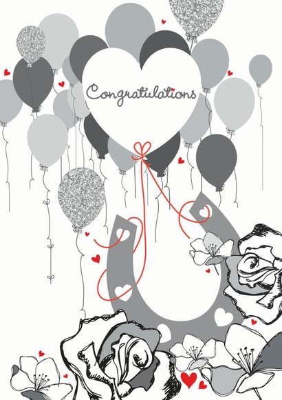 Congratulations on engagement/wedding day - illustrated fun card created by Nicky Luck