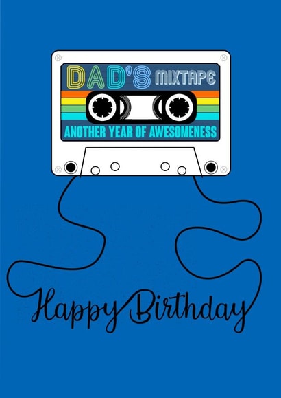Happy birthday Dad Retro cassette tape mixtape created by Claire Beetham-Davies