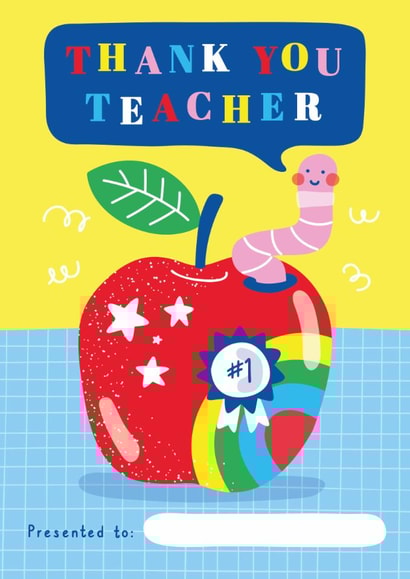 Thank You Teacher Worm Apple Rainbow Card created by Creative Joy