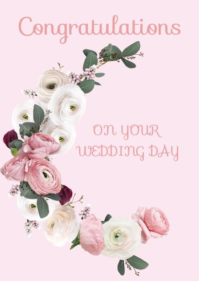 Classic Floral Wedding Day Card - Congratulations on your big day created by Party Piece Designs